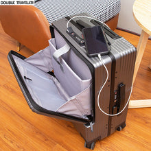 Load image into Gallery viewer, Aluminium frame Trolley luggage, Business Travel Suitcase with laptop bag and Micro USB