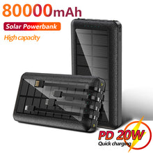 Load image into Gallery viewer, 80000mAh Solar Power Bank Fast Charger with Charger Cable for Xiaomi Samsung IPhone