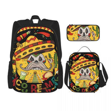 Load image into Gallery viewer, Three set Backpack Mexican Skull in Sombrero Mochila