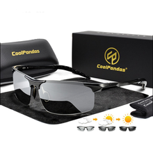 Load image into Gallery viewer, Aluminum Rimless Anti-Glare Photochromic Polarized Day Night Driving Men&#39;s Sunglasses
