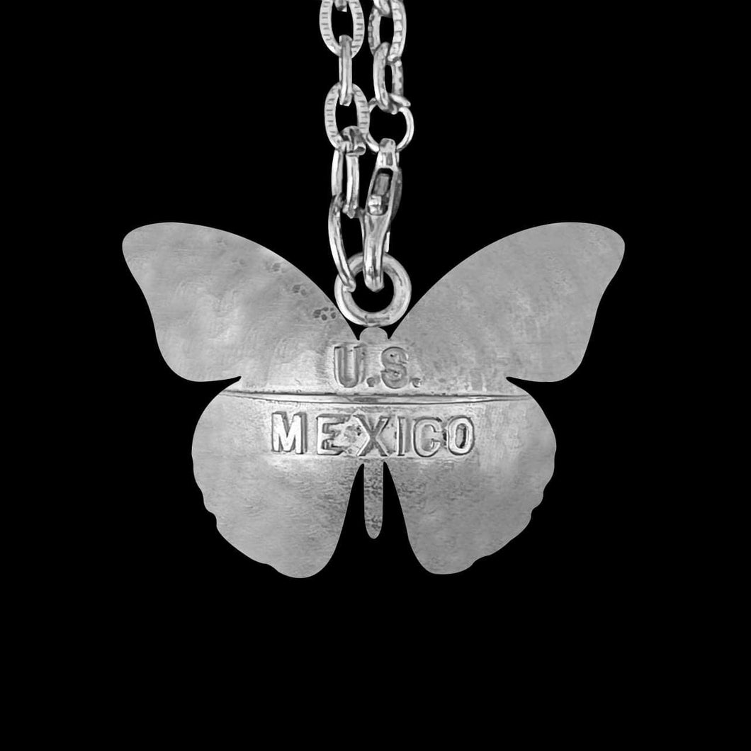 Butterfly of Freedom -  Keychain - Stainless Steel - U.S MEXICO