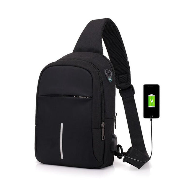 Small USB charge shoulder/messenger bags waterproof sling chest cross body bags