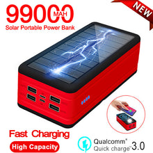 Load image into Gallery viewer, Wireless Solar 99000mah Fast Charger Powerbank Portable With SOS LED Light External Battery Charger For Xiaomi Samsung Iphone13
