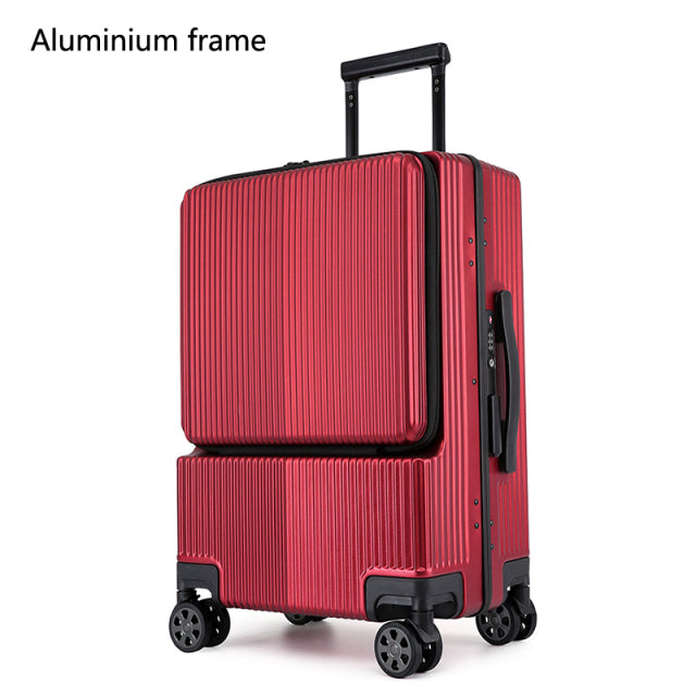 Aluminium frame Trolley luggage, Business Travel Suitcase with laptop bag and Micro USB
