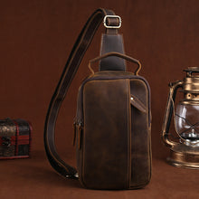 Load image into Gallery viewer, Vintage Casual 100% Genuine Crazy Horse Leather Sling Chest/Crossbody Bag
