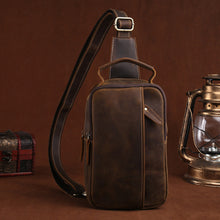 Load image into Gallery viewer, Vintage Casual 100% Genuine Crazy Horse Leather Sling Chest/Crossbody Bag
