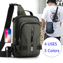Load image into Gallery viewer, Men Nylon Small Rucksack Cross Body/Shoulder Bag with USB Charging Port
