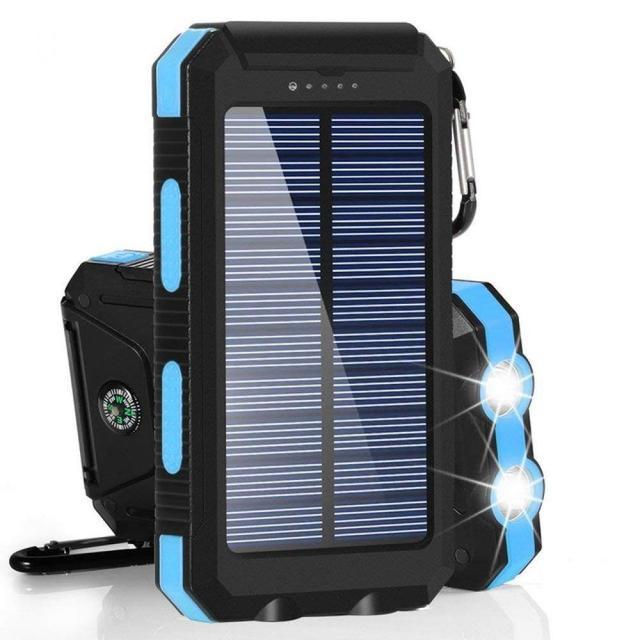 Waterproof Solar 80000mAh Power Bank Dual USB Charger with LED Light