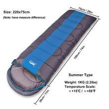 Load image into Gallery viewer, Camping Sleeping Bag Lightweight 4 Season Warm Cold Envelope Backpacking Sleeping Bag
