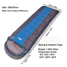 Load image into Gallery viewer, Camping Sleeping Bag Lightweight 4 Season Warm Cold Envelope Backpacking Sleeping Bag
