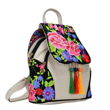 Load image into Gallery viewer, Vintage Canvas Linen Embroidered Women’s Mochila
