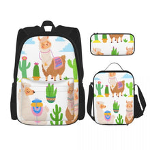 Load image into Gallery viewer, Three set backpack Mexican Llamas Mochila for Kids
