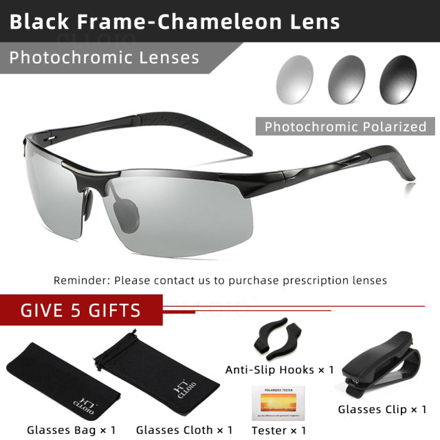 Aluminum Photochromic Men Polarized Day Night Driving Sunglasses